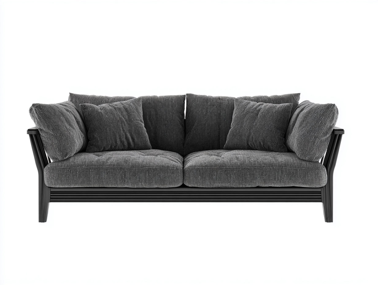 Zweisitzer Sofa-Stoff-Holz-182x88x78 cm-Dunkelgrau-Schwarz-moderner Rahmenstil