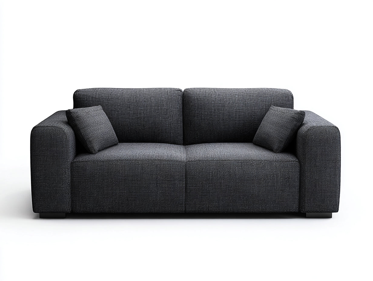 Zweisitzer Sofa-Stoff-Holz-184x88x78 cm-Anthrazit-Schwarz-minimalistischer Stil