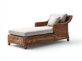 Sonnenliege-Rattan-Holz-Textil-203x75x87 cm-Naturbraun-Hellgrau-Natürlich