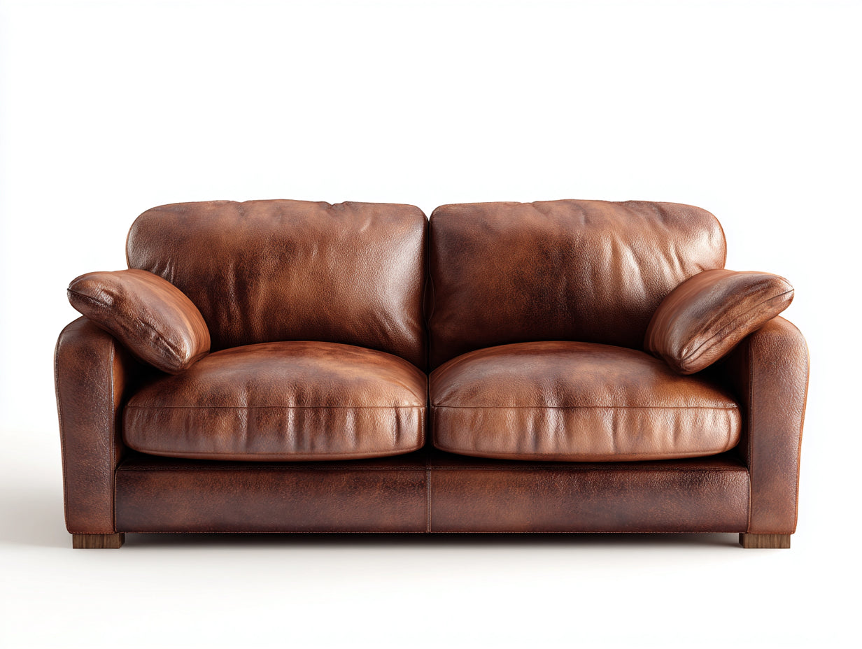 Zweisitzer Sofa-Kunstleder-Holz-176x86x82 cm-Braun-Dunkelbraun-moderner Vintage Stil