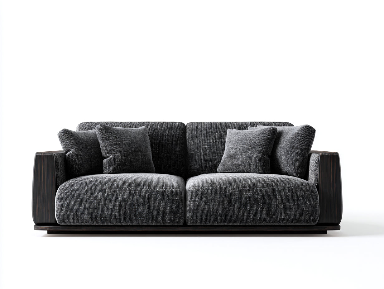 Zweisitzer Sofa-Stoff-Holz-186x90x76 cm-Dunkelgrau-Dunkelbraun-moderner Lounge Stil