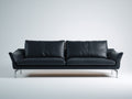 Zweisitzer Sofa-Kunstleder-Metall-188x82x78 cm-Schwarz-Silber-modern minimalistischer Stil