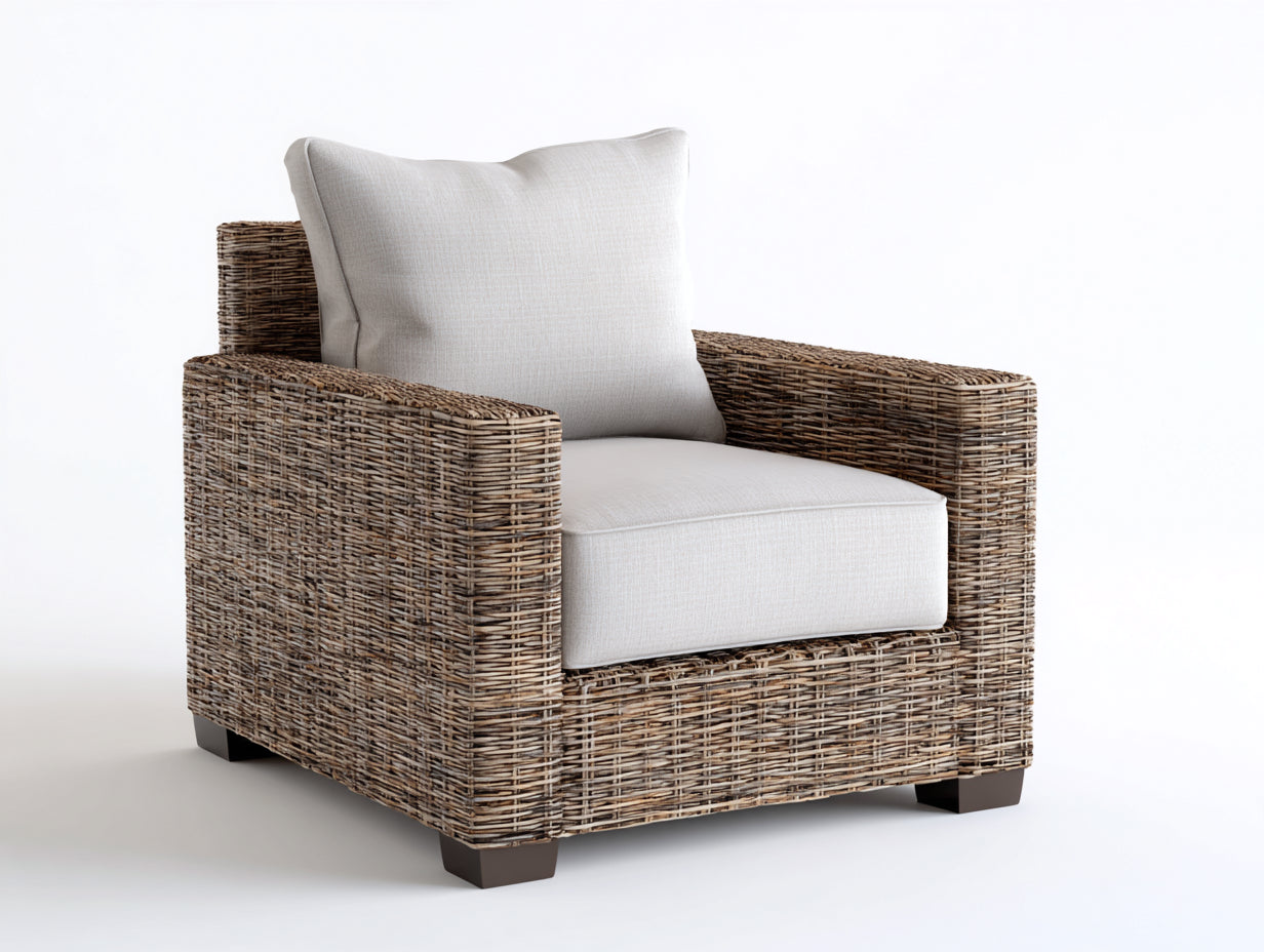 Polyrattan Gartensessel - Polyrattan-Stoff - 104x95x80 cm - Natur-Creme - moderner Gartenstil