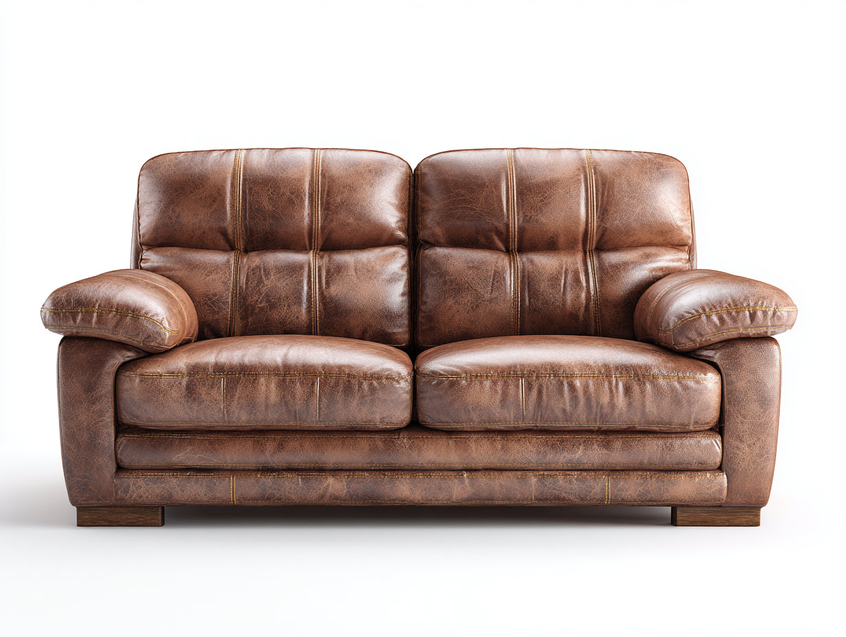 Zweisitzer Sofa-Kunstleder-Holz-180x88x86 cm-Braun-Dunkelbraun-klassischer Komfortstil