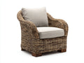 Polyrattan Gartensessel - Polyrattan-Holz-Stoff - 97x91x81 cm - Natur-Beige - rustikaler Komfort-Stil