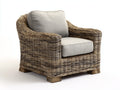 Polyrattan Gartensessel - Polyrattan-Holz-Stoff - 99x92x80 cm - Grau-Natur-Beige - natürlicher Lounge-Stil