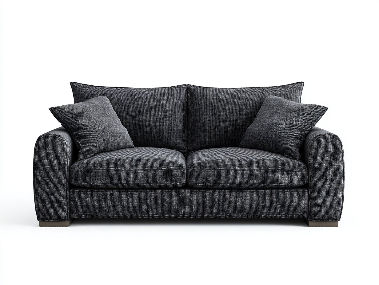 Zweisitzer Sofa-Stoff-Holz-178x90x86 cm-Dunkelgrau-Schwarz-moderner Komfortstil