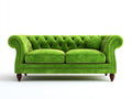 Zweisitzer Sofa-Samtstoff-Holz-188x88x82 cm-Grün-Braun-Chesterfield Stil