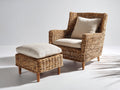 Polyrattan Gartensessel - Polyrattan-Holz-Stoff - 88x82x97 cm - Naturbraun-Beige - eleganter Landhausstil