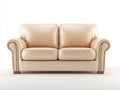 Zweisitzer Sofa-Kunstleder-Holz-180x86x84 cm-Beige-Braun-klassischer Wohnstil