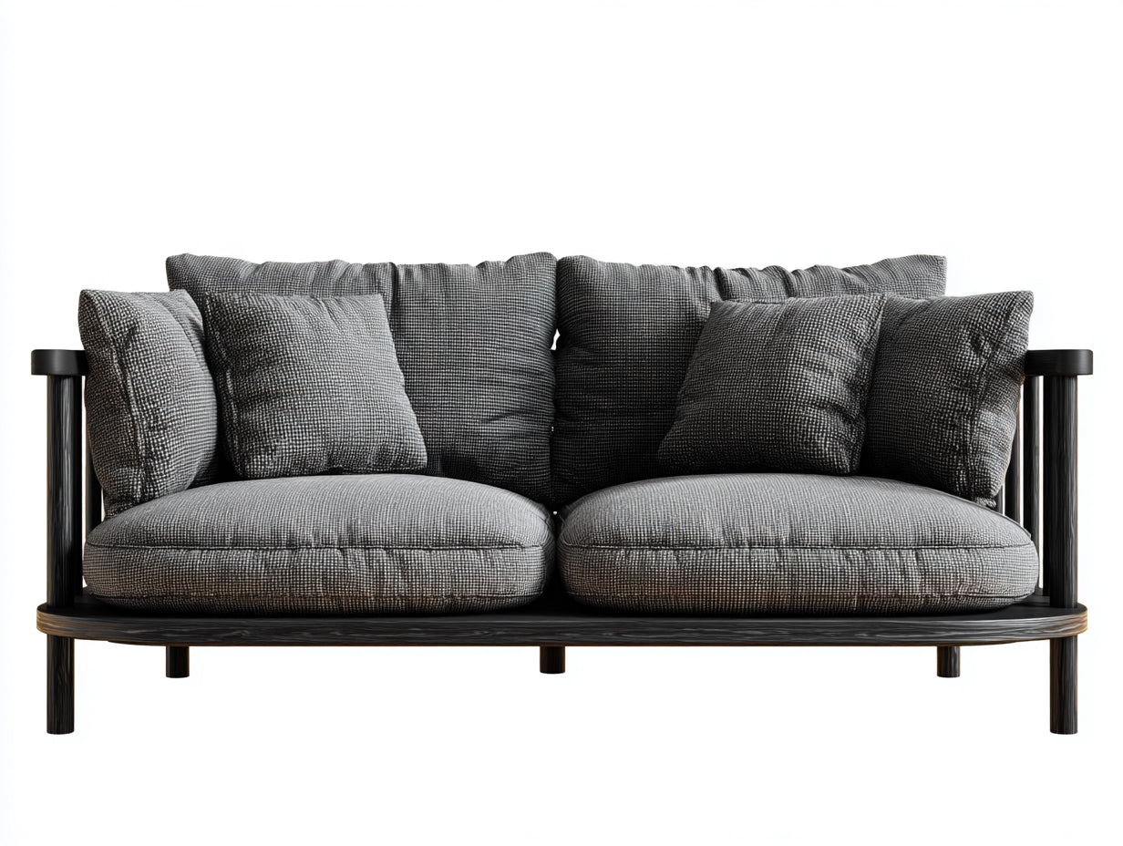 Zweisitzer Sofa-Stoff-Holz-188x89x79 cm-Grau-Schwarz-moderner Komfortstil