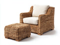 Polyrattan Gartensessel - Polyrattan-Holz-Stoff - 92x85x86 cm - Naturbraun-Creme - klassischer Terrassenstil