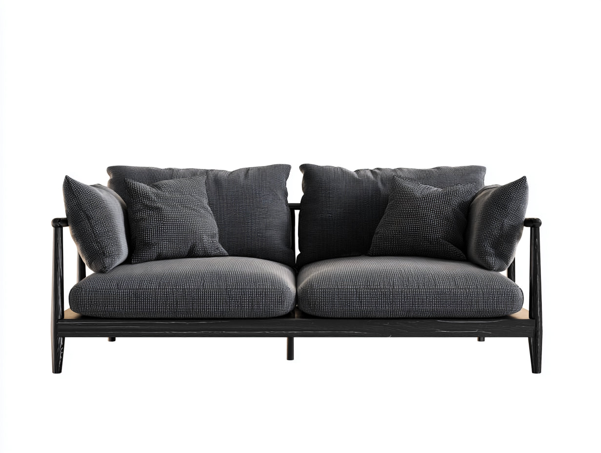 Zweisitzer Sofa-Stoff-Holz-180x88x78 cm-Dunkelgrau-Schwarz-moderner Rahmenstil