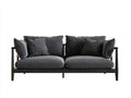 Zweisitzer Sofa-Stoff-Holz-180x88x78 cm-Dunkelgrau-Schwarz-moderner Rahmenstil