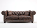 Zweisitzer Sofa-Kunstleder-Holz-188x90x82 cm-Braun-Dunkelbraun-Chesterfield Stil