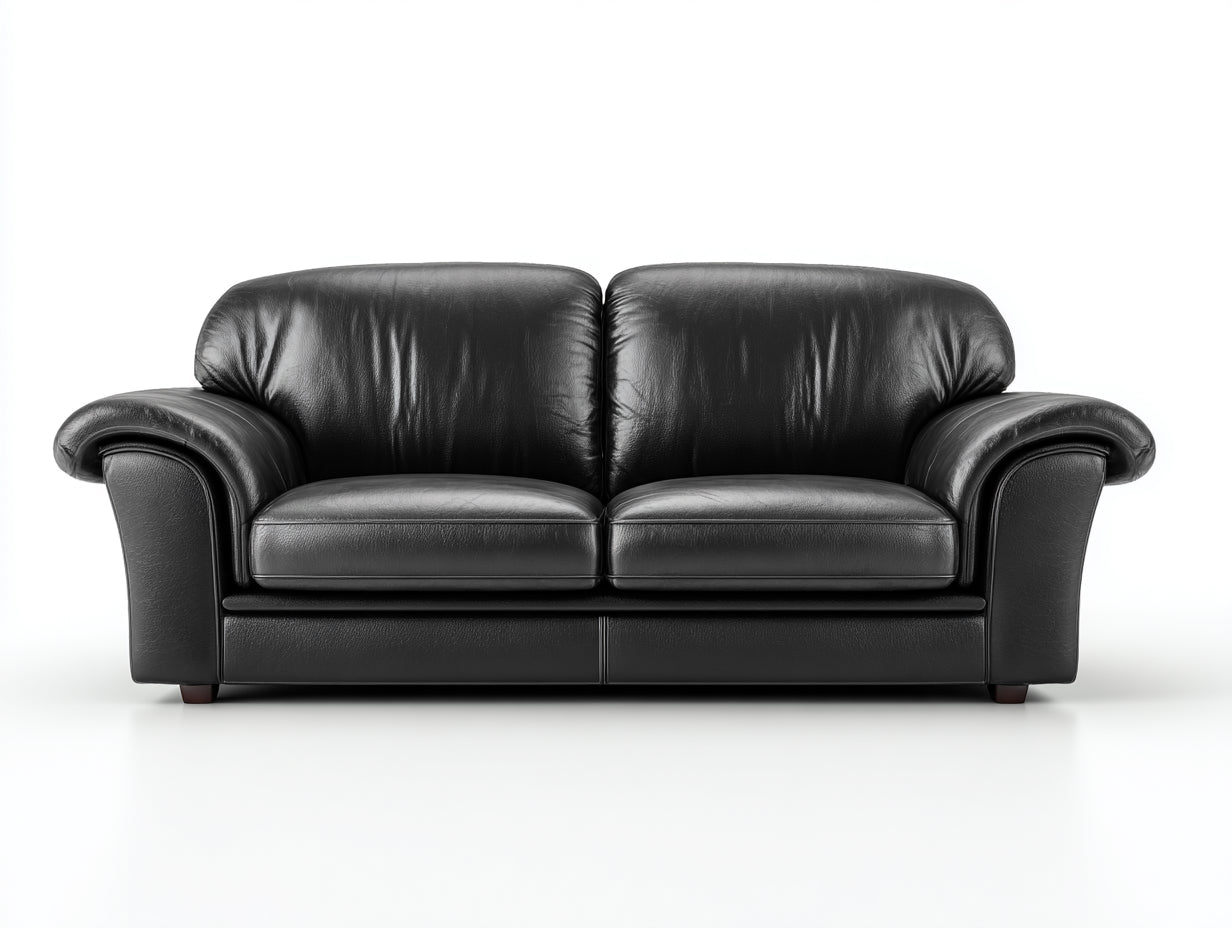 Zweisitzer Sofa-Kunstleder-Holz-176x86x82 cm-Schwarz-Braun-klassischer Wohnstil