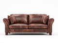 Zweisitzer Sofa-Kunstleder-Holz-180x87x83 cm-Braun-Dunkelbraun-klassischer Wohnstil