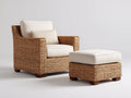 Polyrattan Gartensessel - Polyrattan-Holz-Stoff - 93x87x84 cm - Naturbraun-Cremeweiß - moderner Lounge-Stil