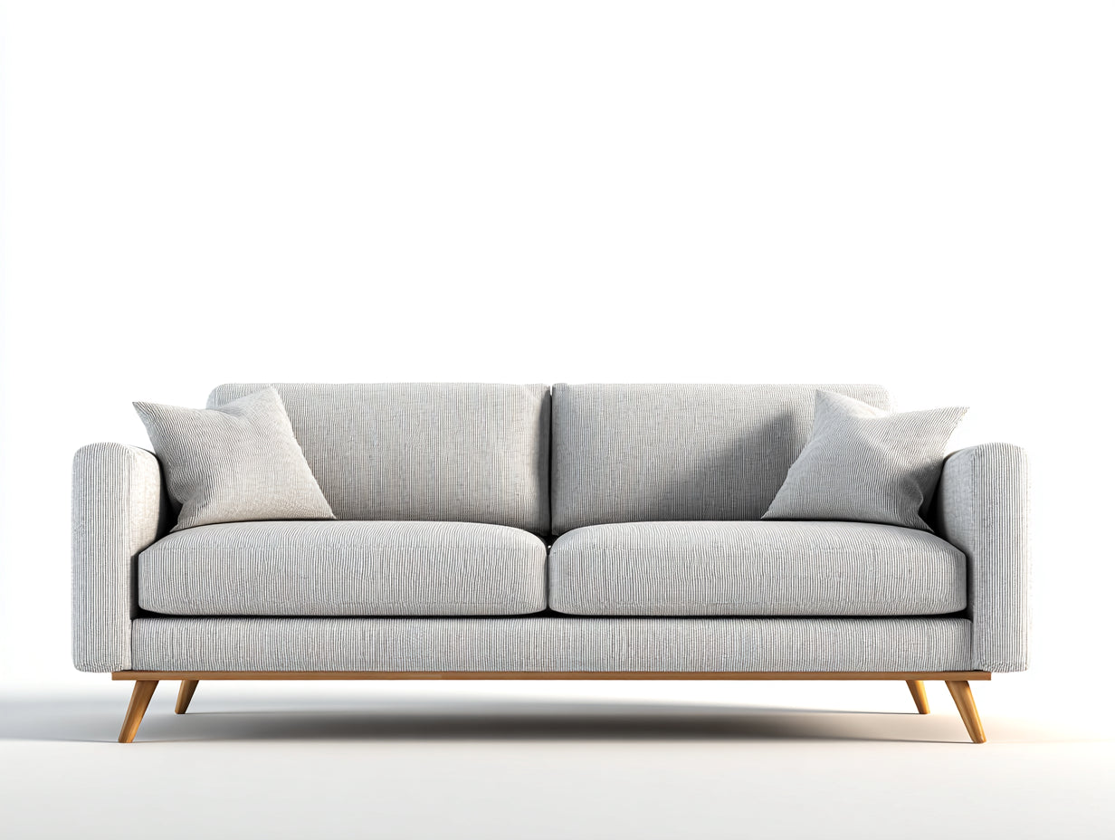 Zweisitzer Sofa-Stoff-Holz-184x84x80 cm-Hellgrau-Braun-skandinavischer Stil